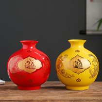 Jingdezhen Ceramics Chinese recruitment into gemstone garnet bottle Vase parlour countertop floral decoration crafts