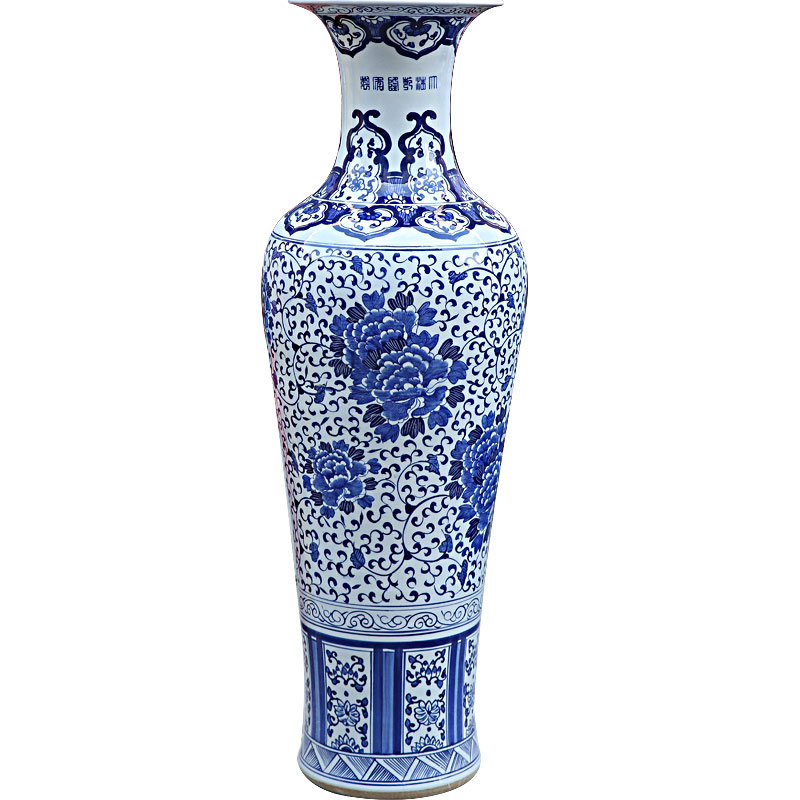 Put the lotus flower big ceramic vase hand - made longfeng pattern of jingdezhen landing furnishing articles sitting room of Chinese style household ornaments