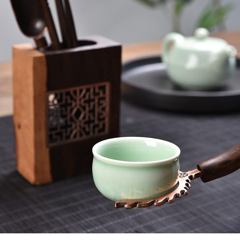 Retro pane kung fu tea six gentleman tea accessories set six gentleman 's real wood ebony five tea art furnishing articles