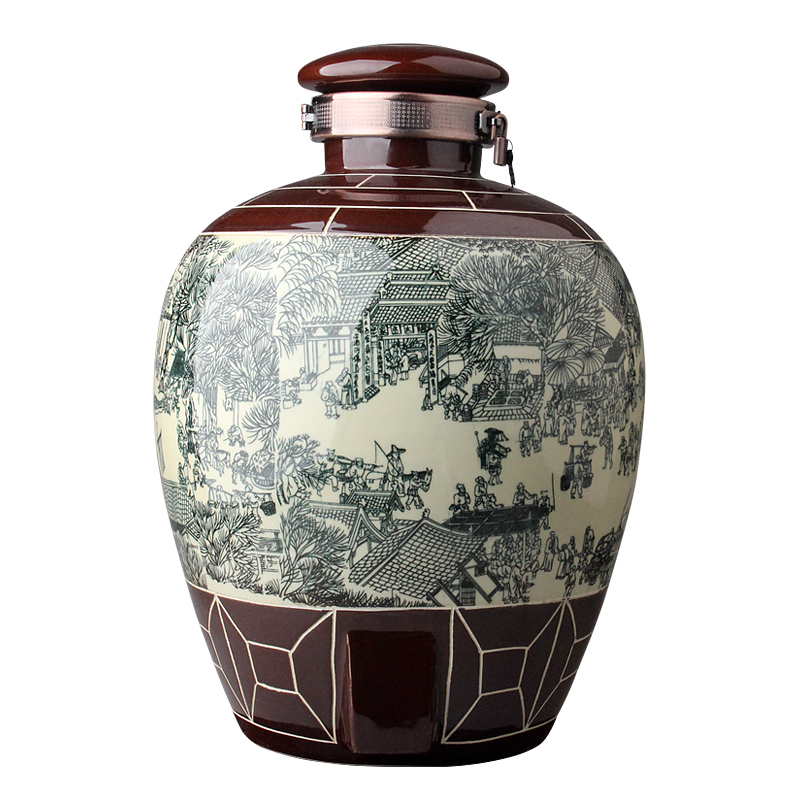 Jingdezhen ceramic terms jar 10 jins 20 jins 30 jins 50 kg antique pine crane live household seal it