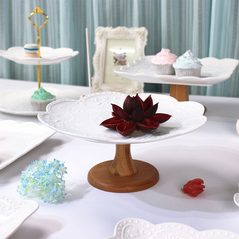 Wedding dessert table decoration furnishing articles show ceramic European tea buffet table cake dessert tray shelf