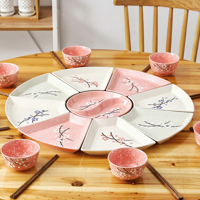 Household platter tableware portfolio ceramic plate round plate round sector 0 web celebrity the creative cutlery set