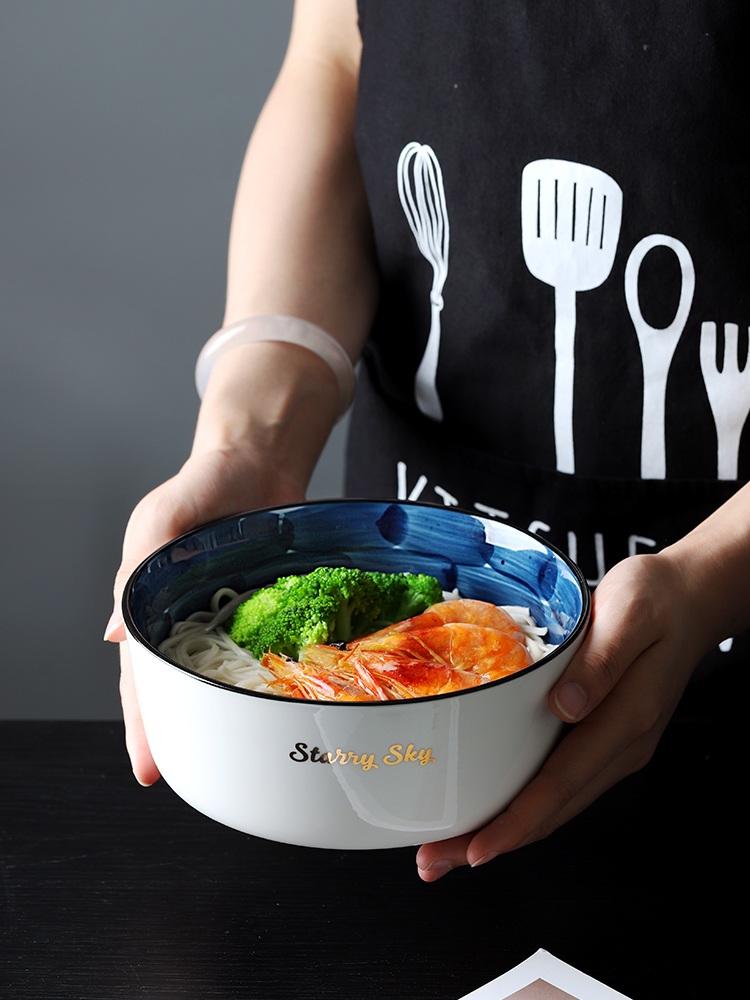 Ceramic, lovely simple instant noodles Japanese rice bowl a large new single tableware students Nordic home use of move