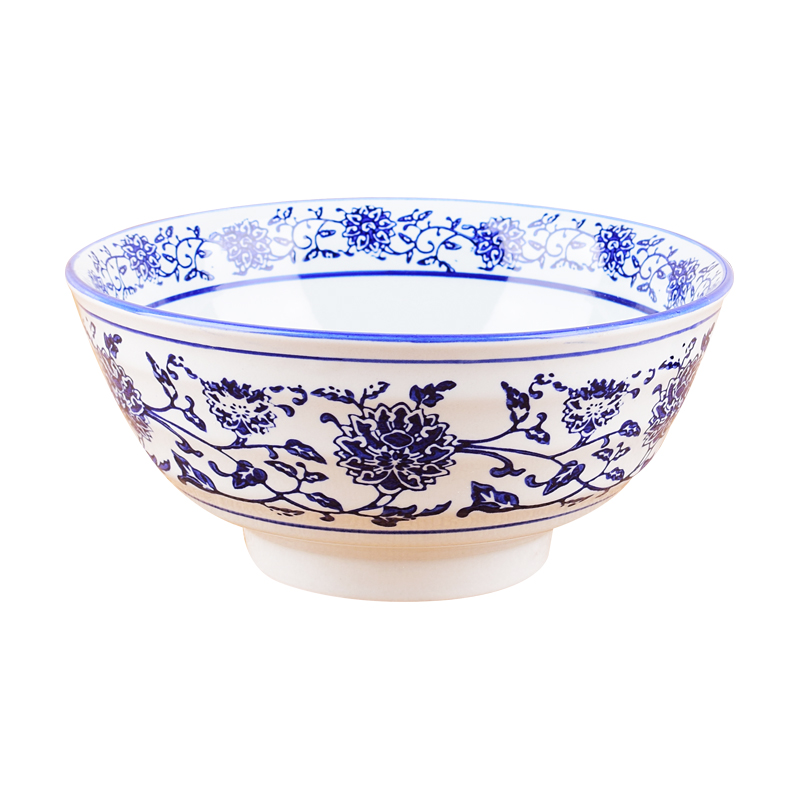 Ltd. large adult bowl of soup bowl of creative ceramic household surface shaanxi blue edge of the old bowl meal powder always move