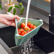 Kitchen sink side drain basket Kitchen waste filter Triangle plastic washing vegetable fruit storage basket hanging basket