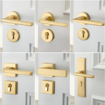 Brushed gold door lock indoor bedroom split lock magnetic suction mute light luxury home room wooden door lock door handle