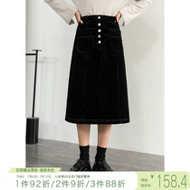 Self-coincidentally small height waist display slim lamp core suede half body skirt woman 2021 Winter new Korean version Winter fit sweater dress