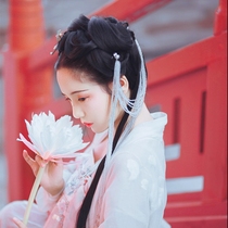 Hanfu hand-held props Pan long pole Ancient costume shooting Lotus single simulation wedding home decoration ornaments fake