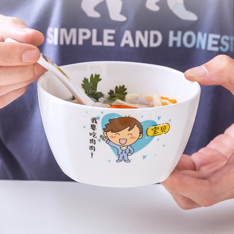 Three hundred m letters 2 parent - child tableware creative express cartoon job family household ceramic bowl chopsticks family suits for