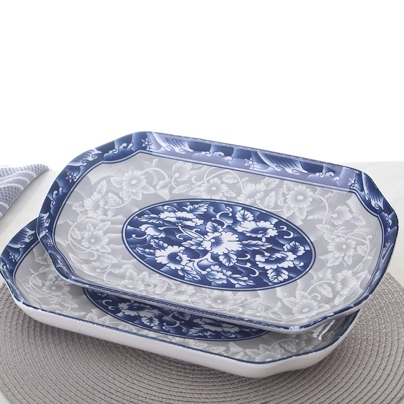 Jingdezhen glaze color Japanese ceramic plate under rectangular shaped dish home steamed fish fruit bowl