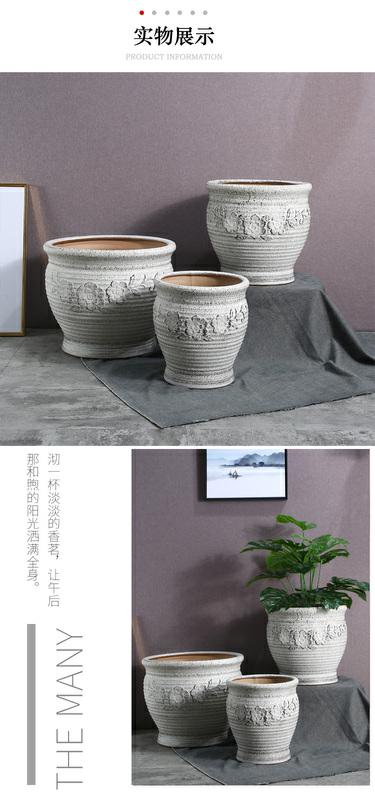 Creative classical plant trees large caliber flowerpot ceramic large extra large ground round tray was big cylinder clearance