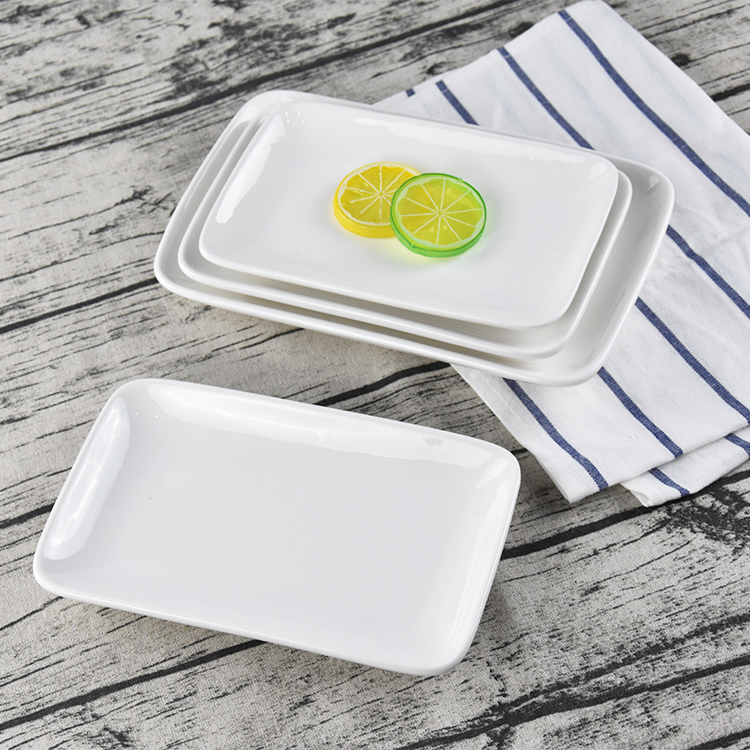 White ceramic plate rectangular dish plate steamed vermicelli roll plate hotel western - style food dish creative sushi plate oblong