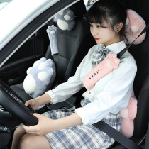 Car Supplies headrests Neck Pillow Superior Plush car with cute cat claw waist leaning on the shoulder protector with pillow three sets