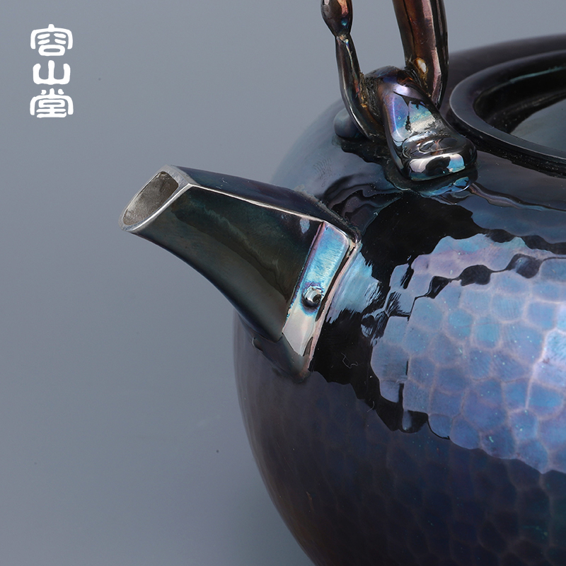 Brahman RongYin is pure silver do old teapot silver pot of Japanese hammer eye grain tea kettle large single pot of tea