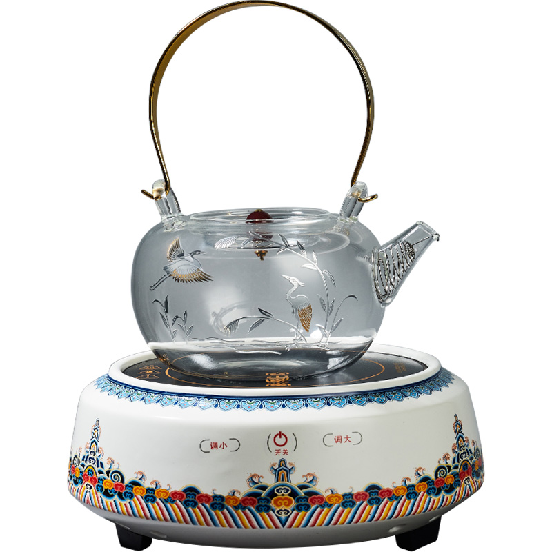 Vatican burn it let the gold and silver glass electric kettle TaoLu household palace Japanese cooking pot tea, tea set