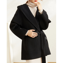 Black double-sided cashmere coat womens short high-end 2021 new autumn temperament small man cloak wool jacket