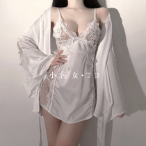 Small Stains Girl Sexy Lace Harness Sleeping Dress Deep V Pyjamas Seductive Home sleeping robe suit Love lingerie Summer