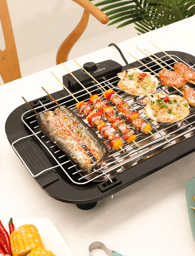 电烧烤炉家用无烟小型室内韩式烤肉架大功率烧烤机煎烤盘一体两用