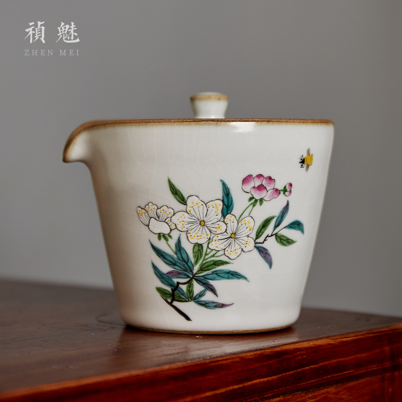 Shot charm your up hand - made the pear flower hand grasp the pot of the crack of jingdezhen ceramic portable kung fu tea tea bowl cover cup