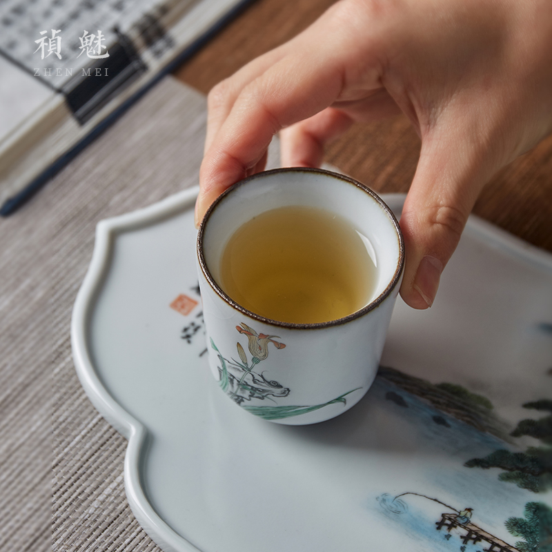 Shot incarnate the sniff your up hand - made teacup jingdezhen ceramic kung fu tea set open piece of sample tea cup masters cup single CPU