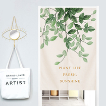 Nordic hipster green plant cotton linen curtain kitchen bedroom bathroom partition curtain