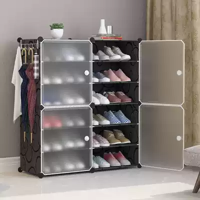 Simple multi-layer shoe shelf household door multifunctional dustproof shoe cabinet storage layer rack Net red bedroom storage artifact