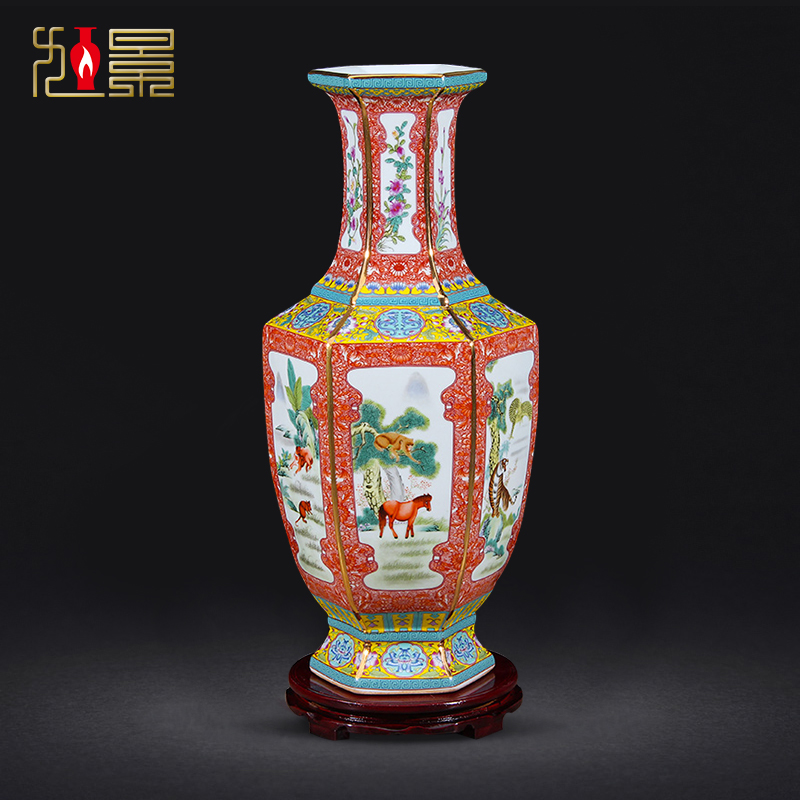Archaize powder enamel vase jingdezhen ceramic bottle furnishing articles sitting room TV ark, rich ancient frame of new Chinese style decoration porcelain