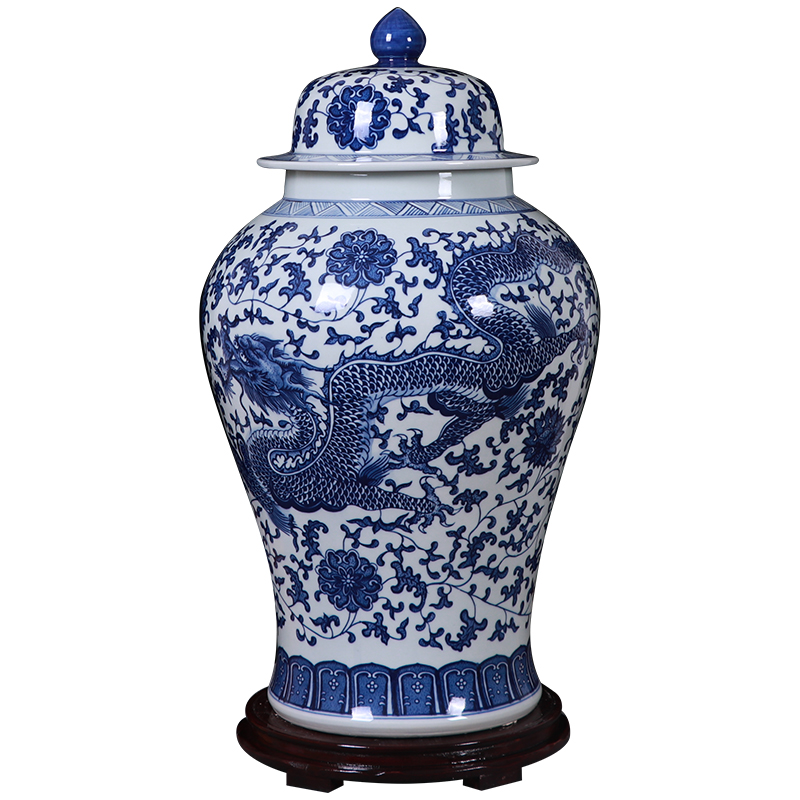 Jingdezhen blue and white porcelain hand - made ceramics new Chinese be born the general pot of home sitting room hotel large decorative furnishing articles