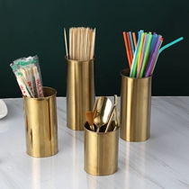 Barbecue sign storage tube hotel bamboo stick barrel string storage box barbecue sign stainless steel brazing barrel flat sign barrel