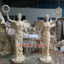New decoration sandstone FRP community garden landscape outdoor decoration character round carving Goddess of victory