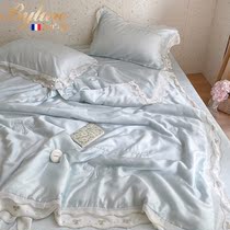 Bylure summer cool quilted by air conditioning by heather princess wind butterfly knot embroidery washable lace bedsheet quilt