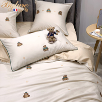 Bylure Nordic four-piece cute small cotton cotton 60 long staple cotton summer embroidery single quilt cover bedding