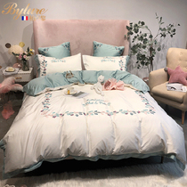 Bylure summer sheets four-piece cotton cotton hipster European embroidery pastoral style quilt cover bedding
