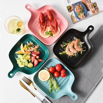 Nordic minimalist ceramic home creative baking tray Net red dish baking tray handle plate fruit plate pasta plate