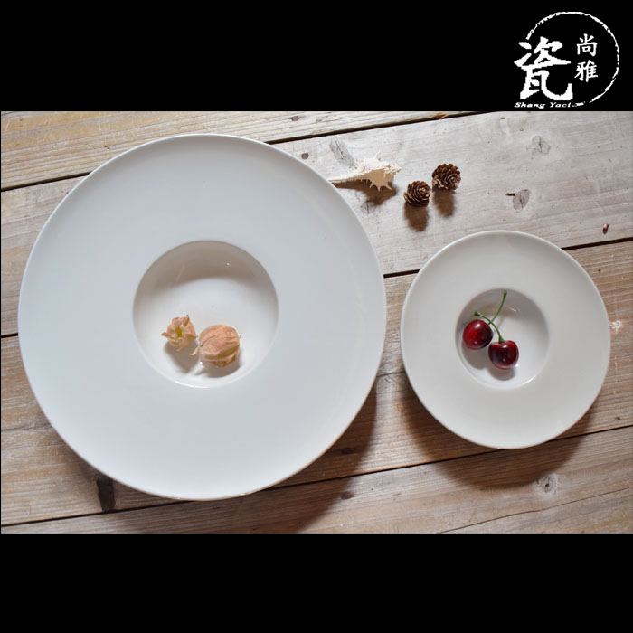 Contracted white straw tableware ceramic plate plate of pasta dish disc western - style food dish soup plate deep UFO home plate