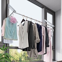 Invisible drying rack folding telescopic mini hotel balcony window indoor wall-mounted non-perforated clothes drying Rod