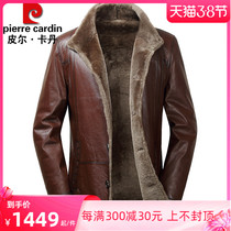 Pilkardanpi hair integrated liner Haining genuine leather leather clothing male head layer cow leather big code windcoat jacket with long section