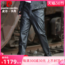 Pilkandtan leather headlayer cow leather leather leather pants male Harley locomotive windproof motorcycle leather pants male big code