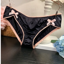Satin bow multi-color lace silk slippery unscented sexy underwear womens low waist cotton gear triangle trousers