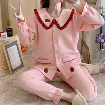 spring autumn pure cotton pajamas after childbirth October pregnant women breastfeeding pure cotton sweat absorbing winter thickened maternity clothes