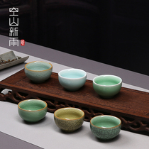 Longquan celadon kung fu tea cup tea set Tea Tea Cup ceramic master Cup ceramic master Cup kiln ice cracking tea small cup single Tea Bowl