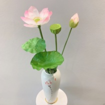 Chinese lotus simulation flower feel lotus leaf with pole lotus water pond fake flower decoration flower art for Buddha performance props