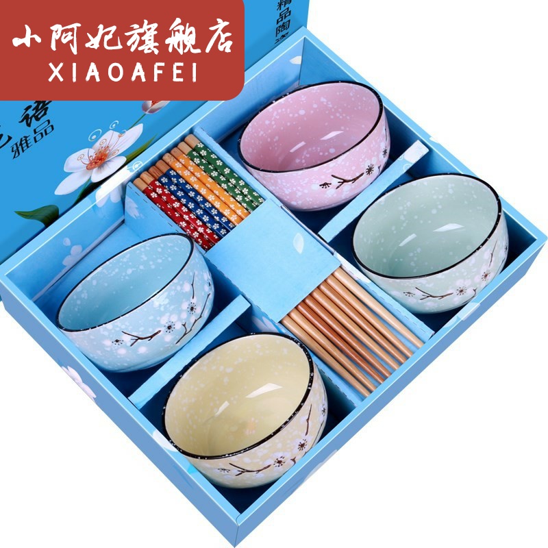 The Chopsticks at home eat rice bowl, lovely gift set to use suit small bowl gift boxes tableware ceramic bowl to eat