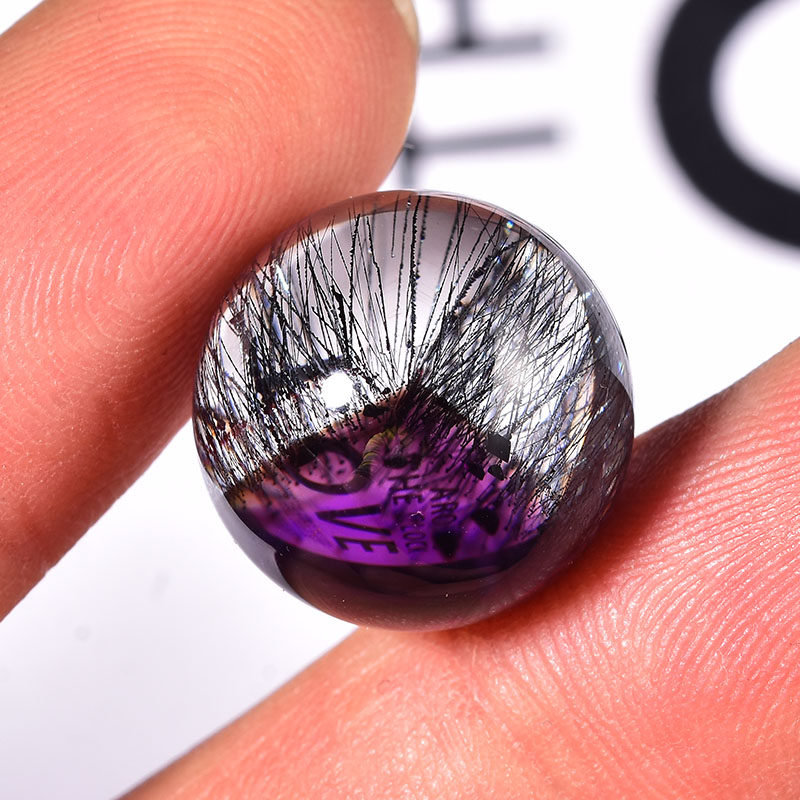 天然紫发黑超七精品单珠手链吊坠diy圆珠三轮骨干水晶转散珠