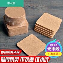 New promotional cork coaster round square heat insulation non-slip anti-scalding home Chinese style cork coaster creative