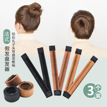 Bow Ponytail meatball head plate Hair artifact Headdress Elegant temperament Lazy tie hair circle Bud head fluffy device
