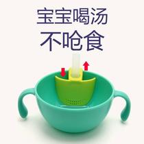 Baby drinking soup artifact children silicone suction tube bowl accessories with buckle complementary food baby straw drinking soup bowl drinking porridge water