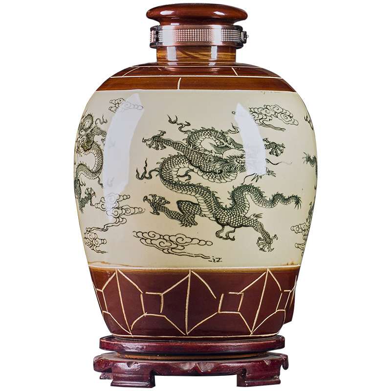 Jingdezhen ceramic jars dragon seal bottle wine jar 10 jins 20 jins 30 jins of archaize it 50 kg