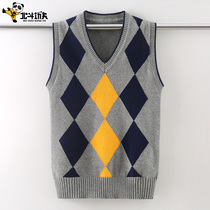 Boys' cuff knitting vests Children's Kan Shoulder Horseback V-collar sweater and Horse Clip 2022 New Chunqiu