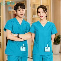 Hand wash clothes short sleeve doctor clothes cotton surgical clothes women beauty salon work clothes men and women